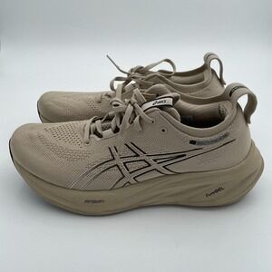 Asics Shoes Mens 9.5 Gel Nimbus 26 Feather Gray Khaki Outdoors Athletic Workout